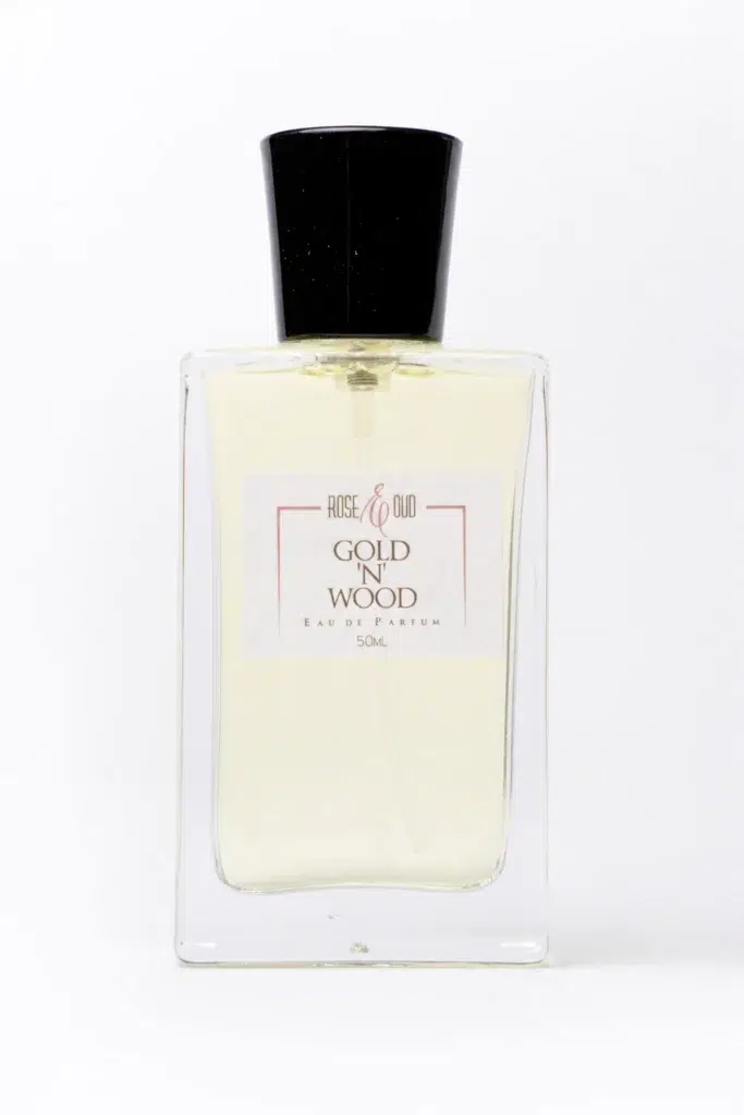 Flacon Gold’N’Wood 50 ml, eau de parfum mixte aux notes boisées, chyprées, myrrhe, oud et benjoin