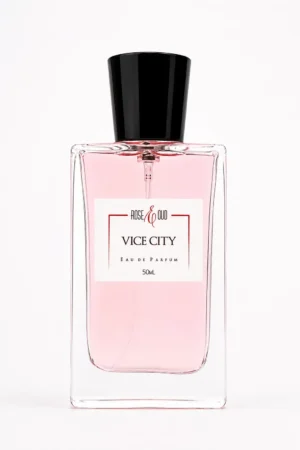 Flacon Vice City 50 ml, eau de parfum mixte aux notes d’amande amère, jasmin d’Égypte, cèdre, ambre gris et notes boisées