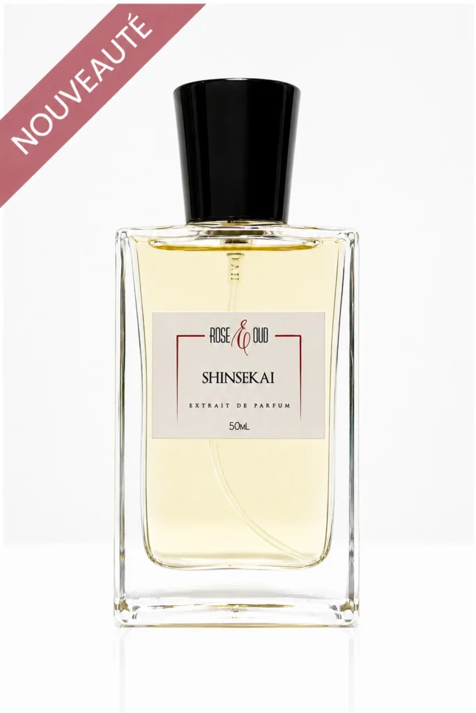 Flacon Shinsekai 50 ml, extrait de parfum mixte Rose & Oud avec bandeau Nouveauté